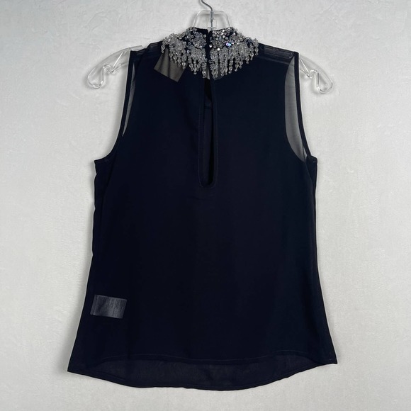 Urban Outfitters Pins & Needles Dramatic Beaded Collar Sheer Black‎ Tank XS - Picture 5 of 15